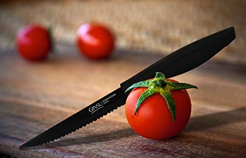Ginsu Daku Series Dishwasher Safe, Fade Resistant, Black Ceramic Coated, 6 Piece Steak Knife Set (Dak-Kb-Ds-006-1), 4.5 Inches #TOP6