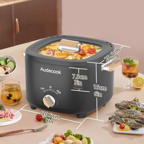 Miniatura 3 de Audecook Olla Eléctrica, 2.5l Portátil Mini Antiadherente Multicooker Para 1-3 Personas, Perfecto Para Ramen Fideos Pasta Sopa Huevo Avena Negro