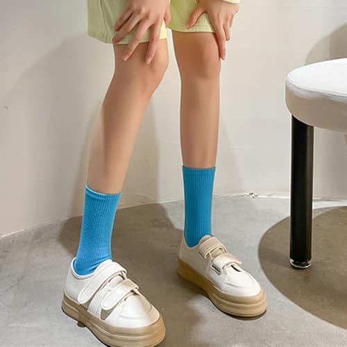 Image of Womens Colorful Basic Sock -Unique Knit Cotton Crew Socks 3 Pack