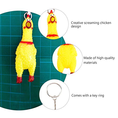 Partykindom 6 Pack Screaming Chicken Keychain, Mini Rubber Squeeze Screaming Chicken Toy Pendant Keychain For Bags Keys #TOP3