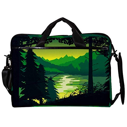 Sac bandoulière vert Forêts et Mountains pour ordinateur portable de 14 à 15 pouces