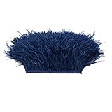 Perfk 衣類/バッグ/帽子 飾り ダチョウの羽 オーストリッチ フリンジ トリム 全31色 フェザー - 濃紺