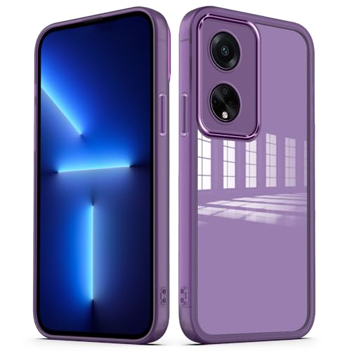 Cover per Oppo A98 5G Custodia Trasparente con Pellicola Protettiva Lenti Morbida Ultra Sottile Antiurto Bumper Case - slim viola
