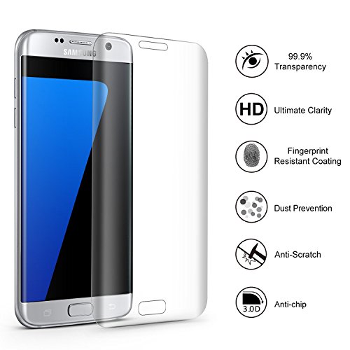 Josi Minea [ Samsung Galaxy S6 Edge ] Curved 3D Tempered Glass Screen Protector with Full Coverage Crystal Clear Ballistic HD LCD Screen Cover Premium Shield Guard for Samsung Galaxy S6 Edge - Clear