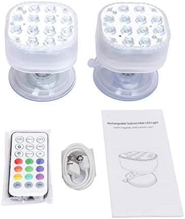 Miniatura 9 de Homly Rechargeable Submersible Led Lights, Pool Lights with Remote, Large Suction Cup, Magnetic Pool Lights for Inground Pool, Above Ground Pool,
