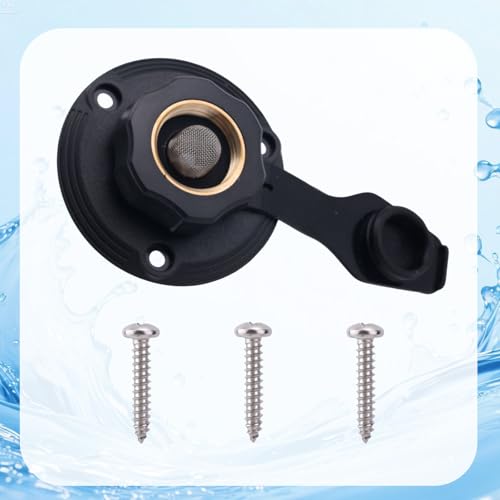 Image of BOXOB RV City Water Inlet with Brass Check Valve, 3 /4 inch NH Female to 1 /2 inch NPT Male RV Fresh Water Inlet Filter Connection Replacement for Camper Trailer Motorhome (Black)