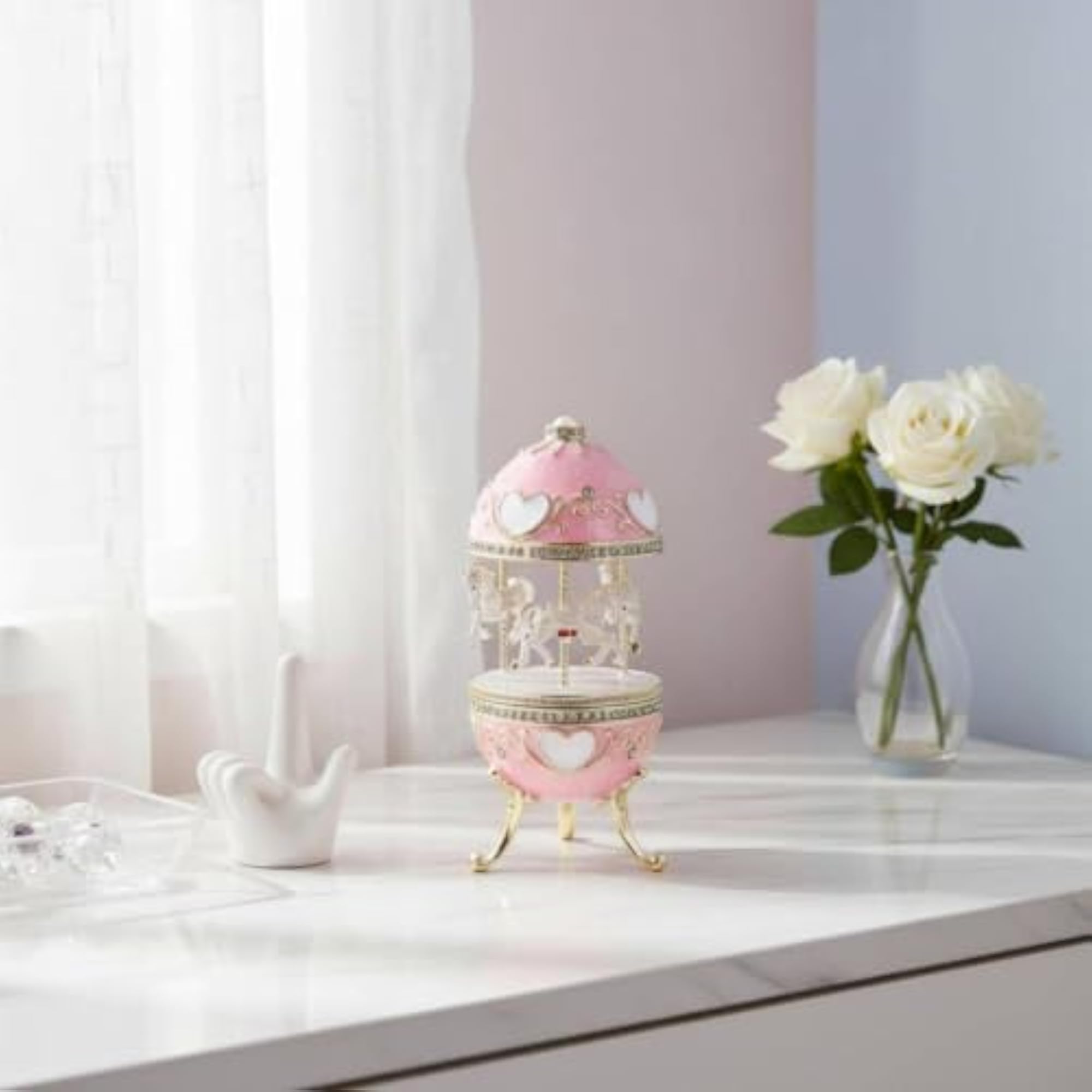 Jewellery Box with Enamel Finish and Rhinestone Trim