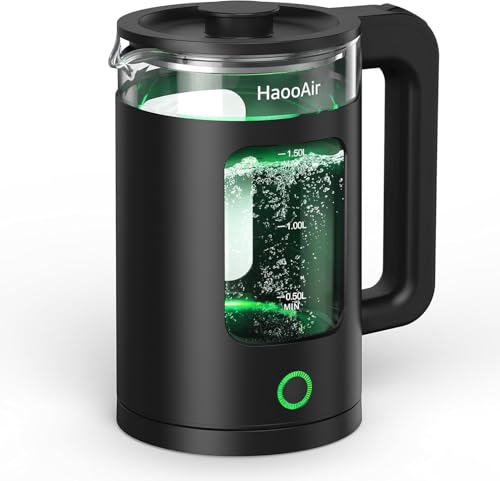 2500W Fast Boiling Electric Kettle, 1.5L Green LED Light, Built-in Heat Keeping Function, Auto Shut-Off & Anti-Dry Burning Protection, BPA-Free, Easy to Clean Glass Design