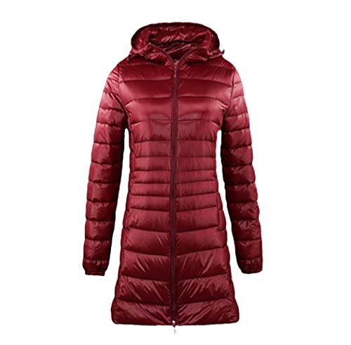 Manteau long en duvet compressible veste chaude femme rouge vin taille L compacte