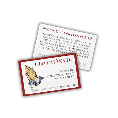I Am Catholic Call A Priest Plastic Wallet Card | 5pk 14.99 in Case of Emergency Waterproof Durable Sick Medical Bracelet Key Chain