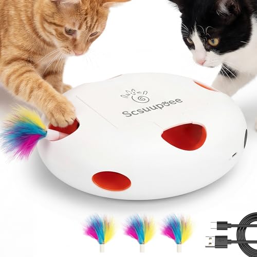 Scsuupoee Interactive Cat Toy, Electric Cat Toys for Moving Concealed