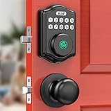 Keyless Entry Door Lock Set, Guarder Fingerprint Front Door Lock Set with Knob, Electronic Keypad Door Lock,300 User, Auto-Lock Deadbolt Lock, IP66 Waterproof for Exterior Door