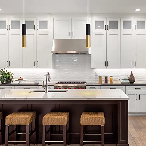 Omgomne Modern Pendant Light Fixture Kitchen Island,1-Light Black Gold GU10 Hanging Light Cord Adjustable Cylinder Pendants Lamp for Livingroom Bedroom Diningroom 1-Pack — view 6
