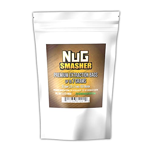 NugSmasher® Rosin Press Bags -7 Gram (160 Micron) sized for nug smasher rosin press heat press and other machines each package contains 12 double back stitched press bags that measure 2.6″ x 3″