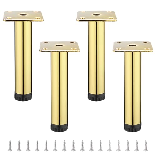 Gambe regolabili per mobili in metallo, set di 4 gambe di ricambio per divano, TV, scrivania, tavolo, altezza 8 cm, in acciaio robusto, facile installazione con viti