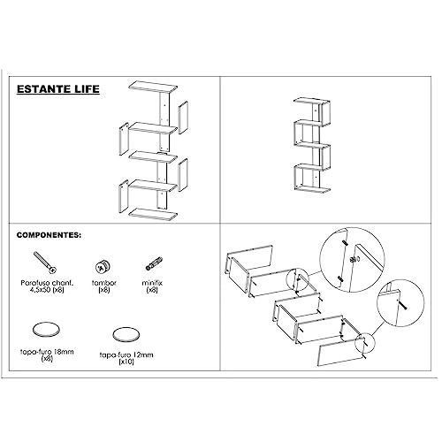 New LiFe Estante Decorativa com Designer Moderno Cor:Preto