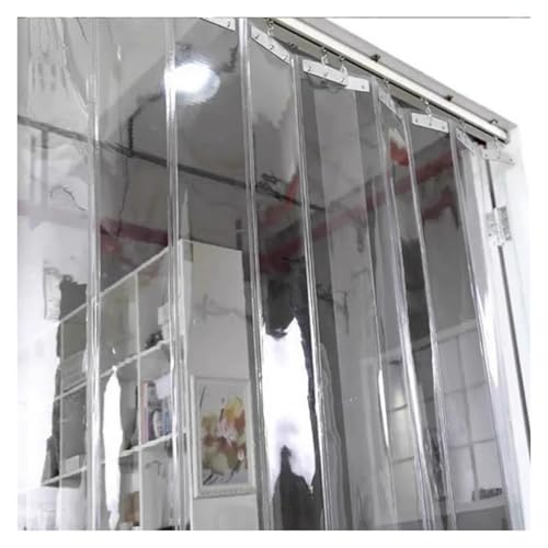 Cortina de PVC Transparente para Patio, Garaje Industrial, Lisa, Impermeable, Colgante, corredera, Plegable, Kit de Cortina de Tiras para Puerta, fácil de Instalar (165 x 400 cm)