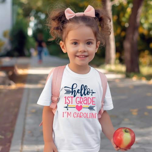 Hello Pre-K Back to School Outfits for Girls, Personalized Kindergarten Shirts for Toddler Girl, Cute First day of School Outfit, Second, Third, Fourth, Fifth Grade Clothes for Kids. ARROW2