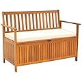 VINGLI 47in Outdoor Storage Bench Outdoor Bench with Storage, Garden Bench Patio Bench 43 Gallon Deck Storage Bench Porch Bench Wood Storage Bench