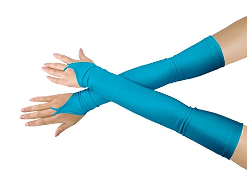 lucky baby store Girls' Boys' Adults' Halloween Makeup Fingerless Over Elbow Cosplay Costume Gloves (blue)
