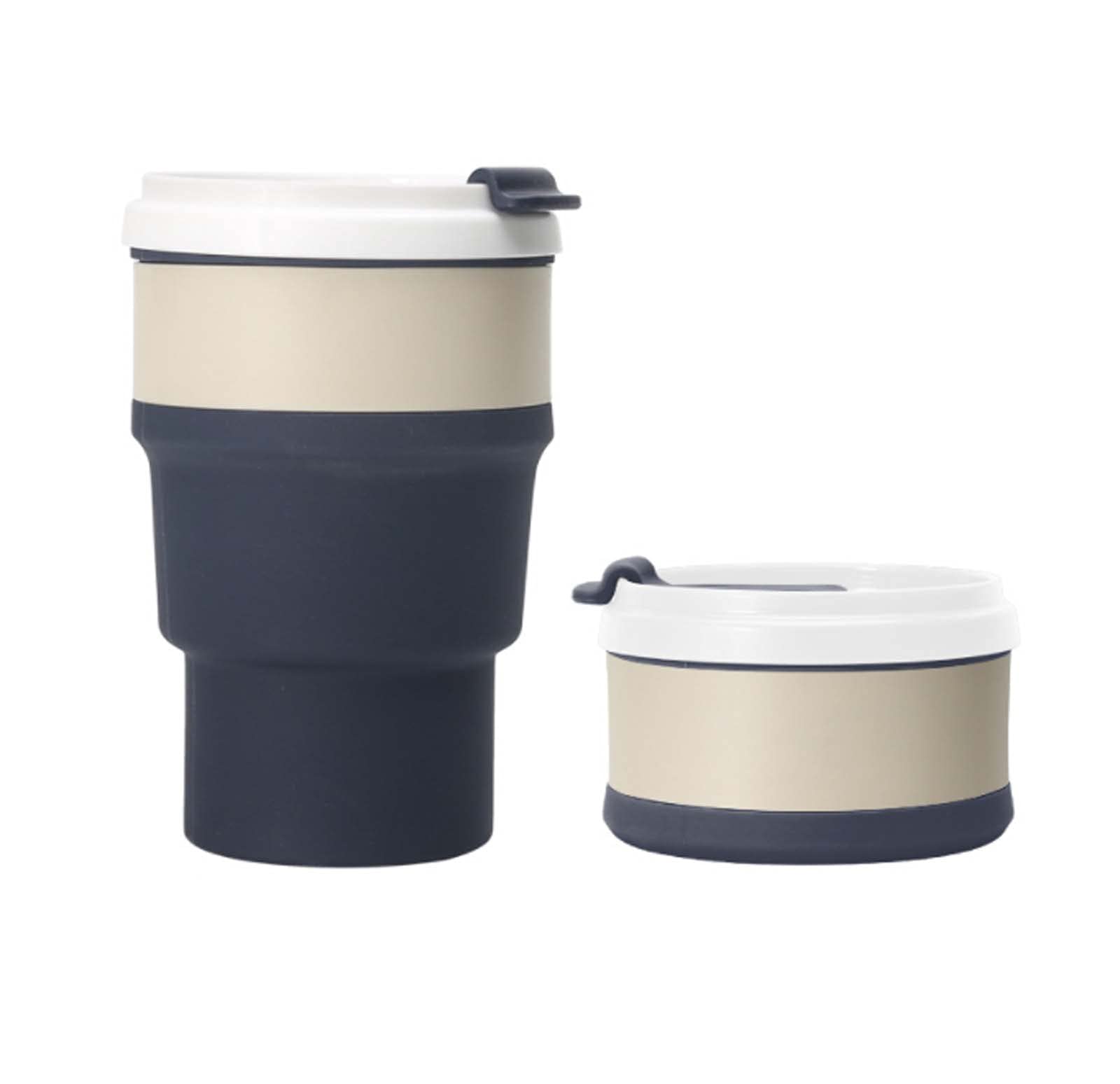 XINGYU Tazas De Silicona Plegables, Taza De Viaje Reutilizable Botella Deportiva con Tapas Taza De Café Portátil Plegable Ligera a Prueba De Fugas para Acampar Al Aire Libre