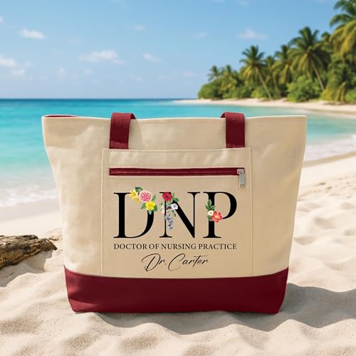 Bolso tote Voila Print con cremallera, personalizado para enfermeras y médicos, regalo para doctorado en práctica de enfermería, graduación en enfermería, bolso para el trabajo miniatura 3