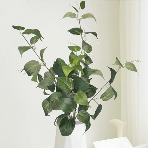 2pcs 36.5inch Artificial Greenery Stems Faux Evergreen Branches Artificial Plants Fake Green Ivy Leaves Stems Garland Spray for Kitchen Home Office Flowers Bouquet Centerpiece Wedding Decorations
