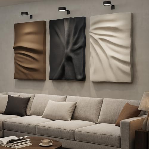 Large 3D Textured Wall Art Decor for Living Room 3 Piece Modern Neutral Abstract Carved Artwork for Walls Black and White Brown Minimalist Pictures Wall Decor for Hallway Dining Room Home Decor 24x36 In