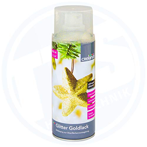 Baufix Creando Lot de 3 bombes de peinture à paillettes dorées brillantes 400 ml pour l'intérieur et l'extérieur Cover