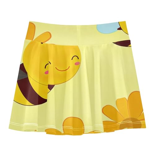 Joisal Cute Cartoon Bees Flowers Athletic Shorts for Girls Skorts Toddlers Tennis Skirts Cool Pink Girl Skort 3t2
