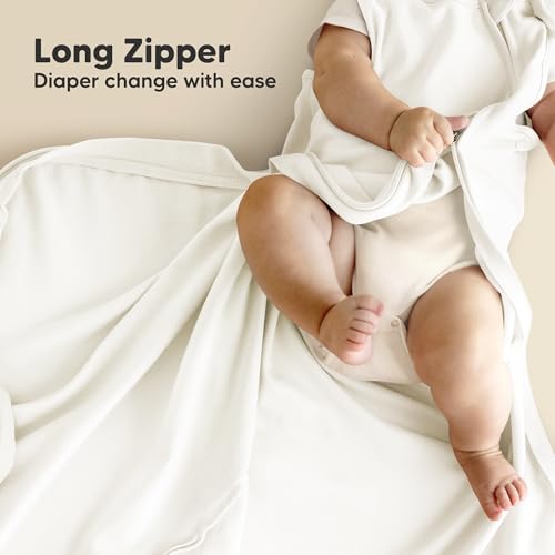 Image of 2-Pack Organic Baby Sleep Sacks, 100% Cotton 0.5TOG (Soft White, 6-18M) | Soft Breathable, Baby Wearable Blanket, Toddler Sleeping Sack 6-18 Months, Easy to Wear Transitional Swaddles for Newborns