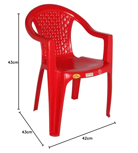 Image of National Plastic Since 1952 Pune Plastic Chair (Pack of 2) - Red | Strong & Durable | Armless | Indoor & Outdoor Use