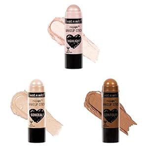 Wet n Wild MegaGlo Conceal & Contour Highlighter Stick & MegaGlo Makeup Stick Conceal and Contour Neutral Follow Your Bisque & MegaGlo Makeup Stick Conceal and Contour Brown