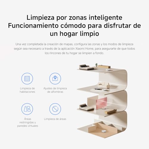 Miniatura 13 de Xiaomi Robot Vacuum H40, 10000pa, Lds Navegación, Mapeo Inteligente, Cepillo Anti-Enredos, Vaciado Automático, Hasta 180 Min De Autonomía, Compatible Home Y Control Por Voz.