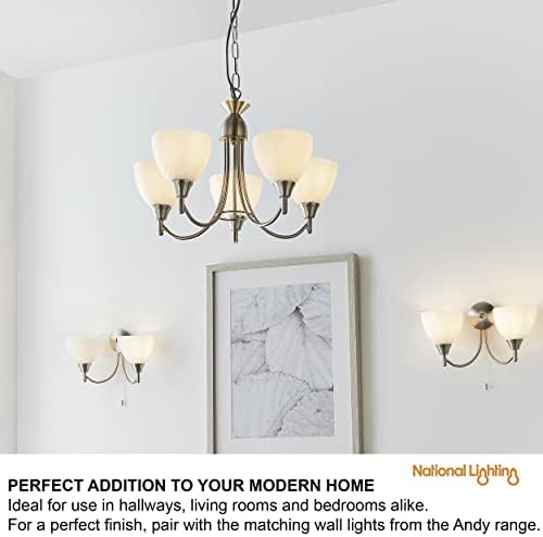 Andy Decorative 3 Way Satin Chrome Branch Arm Pendant Ceiling Light with Matt Opal Glass Shades