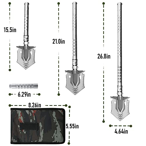 Survival Shovel Survival Axe, Camping Folding Shovels Hatchet With 15.5-26.8Inch Lengthened Handle High Carbon Steel With Storage Pouch For Outdoor Camping Hiking Cycling And Emergency Using #TOP2