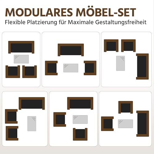 Yaheetech 4-er Gartenmöbel Set Balkonmöbel Set aus Polyrattan Terassenmöbel Außen mit 2er Sofa, 2 Stühle, Tisch & Sitzkissen für Terrasse/Balkon/Garten, Schwarz & Grau