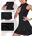 Tennis Dress for Women with Built in Shorts, Pockets Sleeveless Golf Dresses Zip Up Stand Collar Lightweight for Hiking Running Black-Small