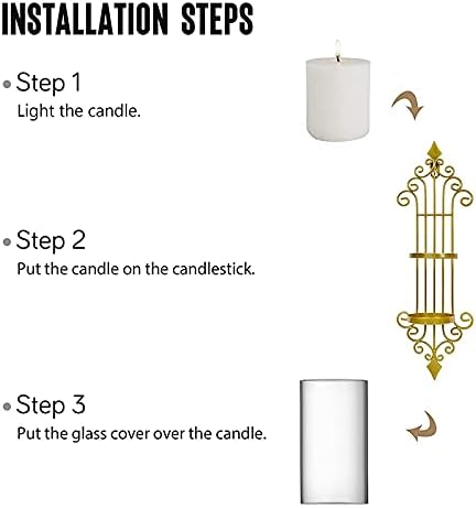 Miniatura 6 de 2 candelabros de pared, estilo antiguo, decoración de pared de metal dorado para sala de estar, baño, comedor