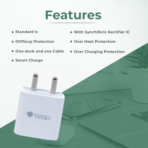 Image of VOXEL 18W Dual USB Fast Charger | Compact & Travel-Friendly USB Wall Adapter for Smartphones, Tablets, Power Banks, and More, Quick Charge for Multiple Devices Simultaneously. (White BIS -R72012742.)
