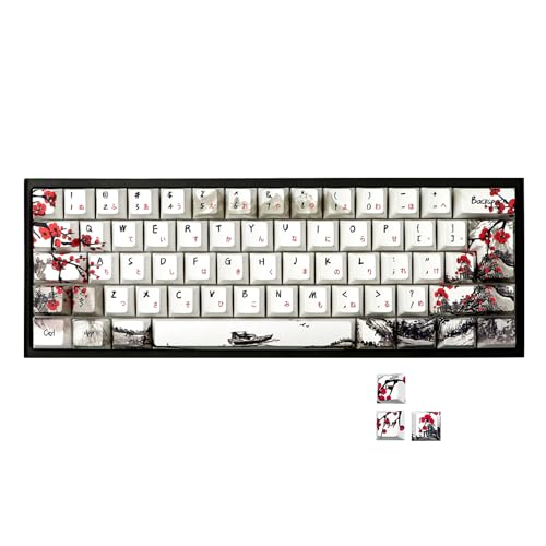 JSJT Plum Blossom PBT Keycap Set, Cherry Profile for 61/64/67/68