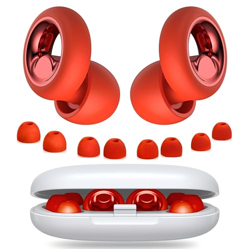 Image of Reusable Ear Plugs for Sleeping, Noise Reduction Silicone Earplugs with Acoustic Filter, Soft Hearing Protection for Concerts, Flights, Snoring, Work, Study and Everyday Noise Reduction (Light Red)