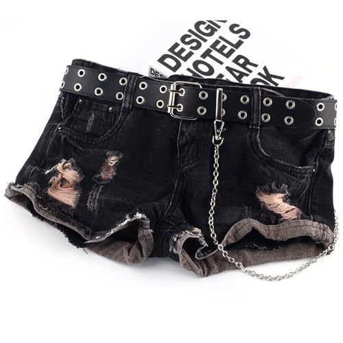 Gothic Belt Double Grommet Buckle Leather Belt for Mens Women Jeans Fashion Belt Punk Rock y2k with Chain3