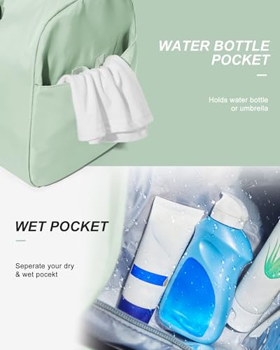 Image of Gym Bag Womens Mens with Shoes Compartment and Wet Pocket Travel Duffel Bag for Women for Plane Sport Gym Tote Bags Swimming Yoga Small Waterproof Weekend Overnight Carry on Bag Hospital Holdalls