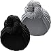 2 Pieces Stretch Head Wrap Scarf Stretchy Turban Long Hair Scarf Wrap Solid Color Soft Head Band Tie for Women (Black, Grey)