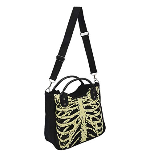 Aflytep Squelette Gothique Lumineux des Os Crânes Sacs Fourre-Tout DéContracté Sacs Punk pour la Femme Sac à Main de Mode Cover