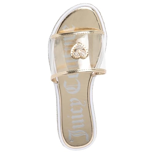 Image of Juicy Couture Women's Slide Sandals - Glitter Bling Open Toe Sparkle Flats - Dressy Summer Casual Footwear