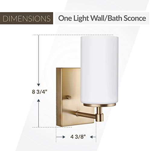 Image of Generation Lighting 4124601EN3-848 Alturas One - Light Wall /Bath Sconce Vanity Style Fixture, Satin Brass, 100 Total Watts, 8.75 Inch Height, 4.375 Inch Wide, Steel Construction