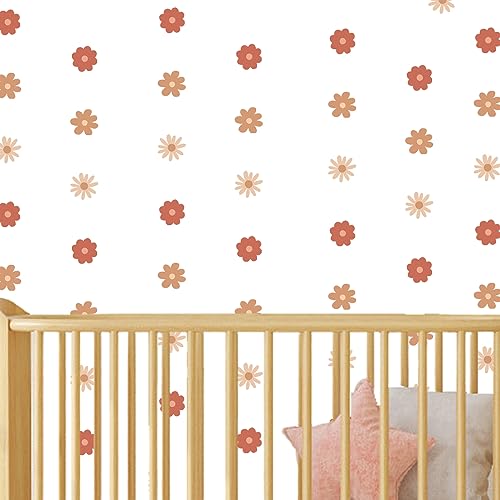 Image of Colorful Daisy Flower Baby Room Decor Wall Sticker Decals Floral Nursery Wall Stickers for Kids Play Room Nursery Classroom Bedroom Boho Wall D�cor