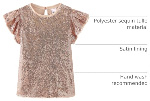 Image of Noomelfish Girls Short Sleeve Sequin Shirts Party Glitter Sparkly Tops Blouse (5-12 Years)